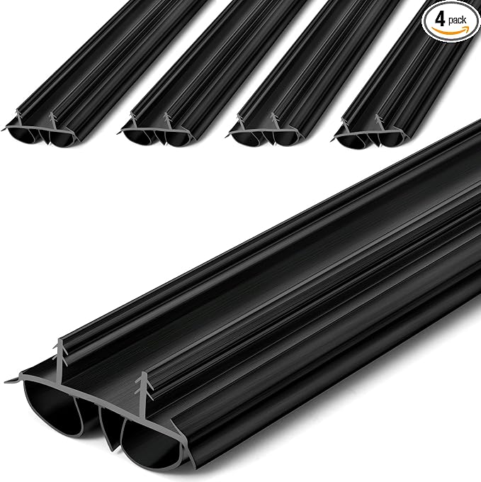 Pushglossy 4 Pcs 36" Kerf Door Sweep Double Bubble Kerf Black | 1-3/4" Wide by Pushglossy