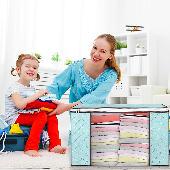 90L Large Storage Bags, 6 Pack Clothes Storage Bins Closet Organizers | - Image 6