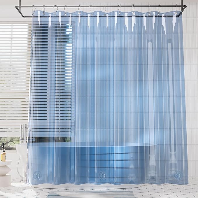 AmazerBath Premium EVA Shower Curtain Clear Blue, Luxury Shower Curtain Blue - Image 2