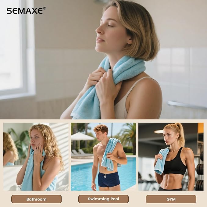 SEMAXE 6-Pack Blue Cotton Hand Towels - Image 6