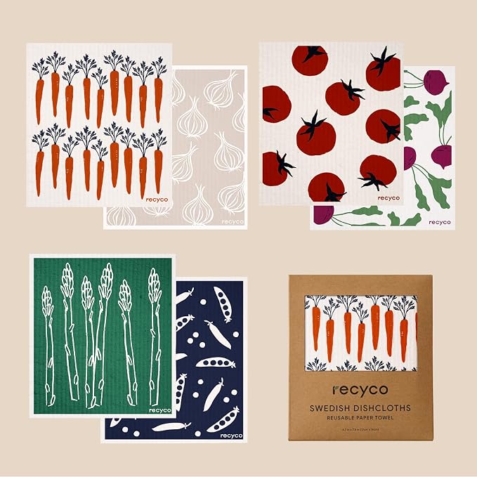 RECYCO Swedish Dishcloths for Kitchen | 6 Packs Veggie Melody Washable Dish - Image 8