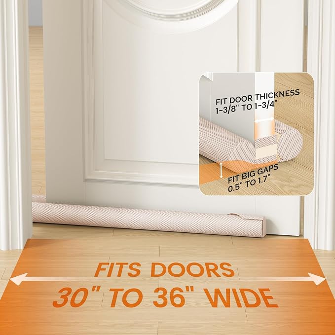 fowong Draft Stopper for Bottom of Door 36", Durable Noise Blocker, Dust and - Image 4