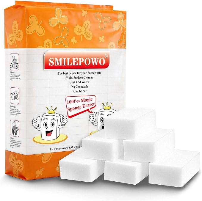 Magic Sponge Eraser 100 Pack Extra Thick and Long Lasting Melamine Sponges in by SmilePowo