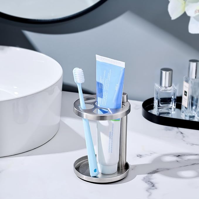 Toothbrush & Toothpaste Holder for Bathroom Countertop, Metal Electric - Image 2