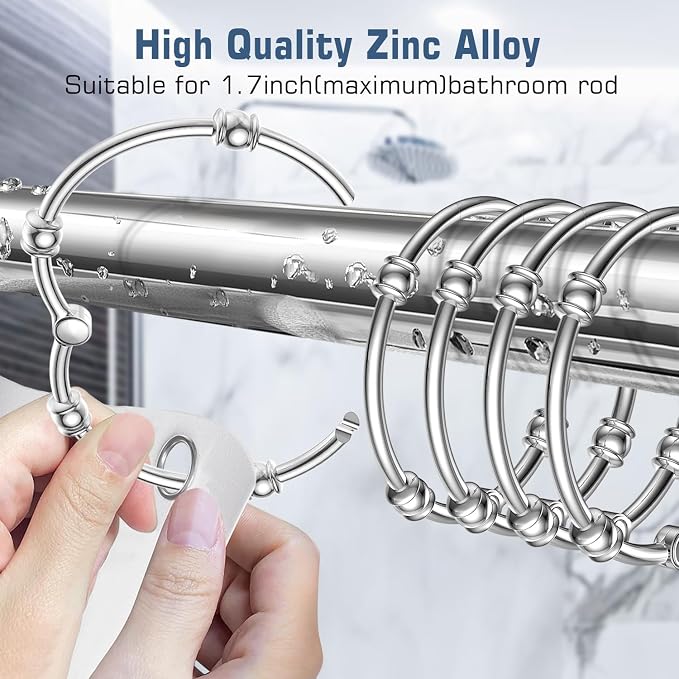 Shower Curtain Hooks, Rust Proof Metal Decorative Shower Rings - Image 4