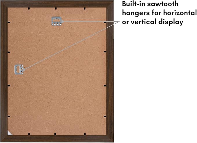 Americanflat 11x14 Picture Frame with Shatter-Resistant Glass - Use as 8x10 Frame with Mat or Display 11x14 Photo Without Mat - Signature Collection - Picture Frames for Wall Display - Walnut