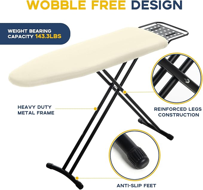 Ironing Board Full Size, RAINHOL Ivory 43x13 Compact Iron Board - Image 5