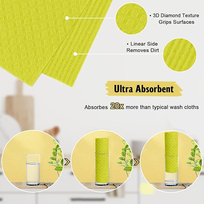 MoLKENE Swedish Dishcloths for Kitchen, 10 Pack Cellulose Sponge Cloths | - Image 3