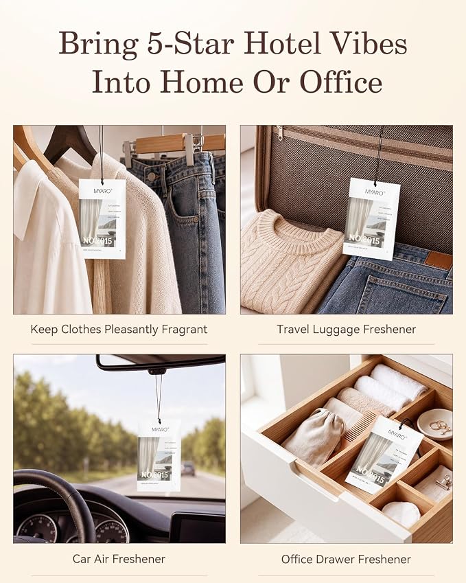 MYARO My Way Hotel Scented Sachet Gift Set, Closet Drawer Freshener 12 Pack - Image 3