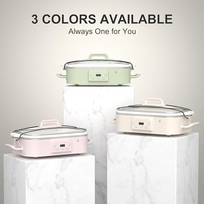 4 Quart Casserole Programmable Slow Cooker with Ceramic Baking Dish - Perfect Kitchen Small Appliance for Family Dinners, Oven Safe and Durable Bakeware for Lasagna, Roasts (Pink)