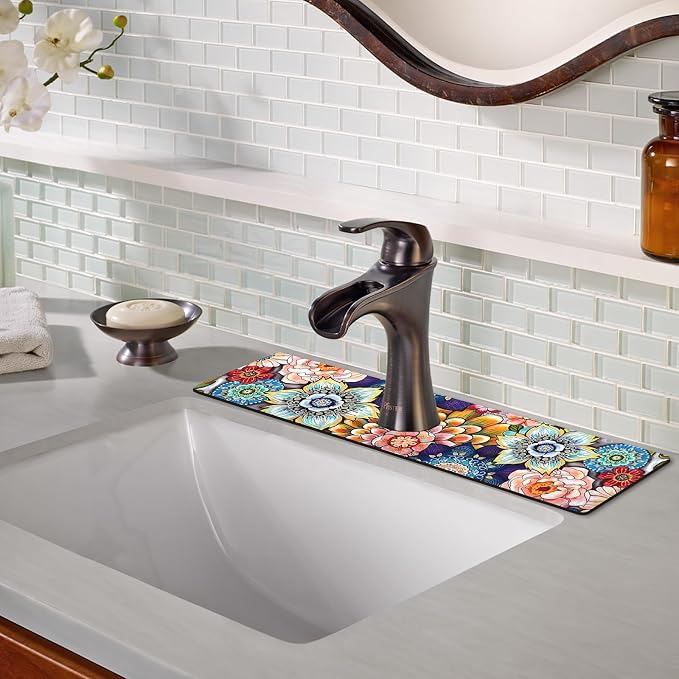Sink Faucet Absorbing Mat, 2 Pack Drying Mat Around Faucet Sink Splash Guard - Image 7