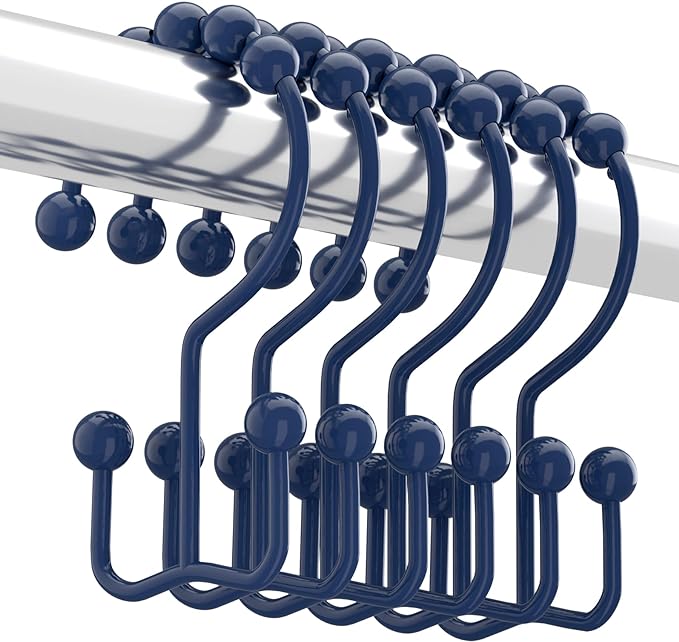 Titanker Shower Curtain Hooks Rings, Rust-Resistant Metal Double Glide Shower by Titanker