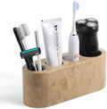 Toothbrush Holder for Bathrooms, 4-Slots Marble Toothbrush and Toothpaste by BCS