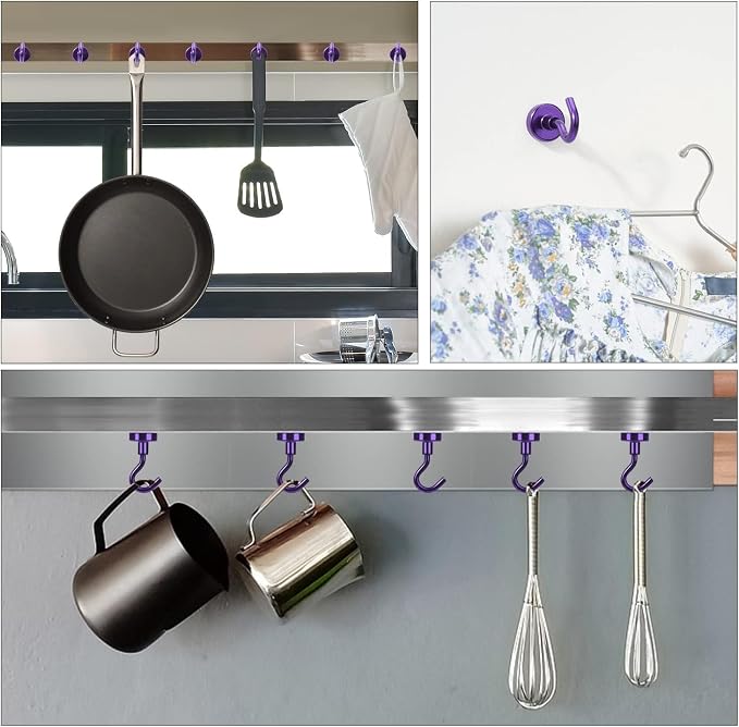 DIYMAG Magnetic Hooks 20pcs 30lbs Cruise Essentials 2026 Magnet Hook Purple - Image 3