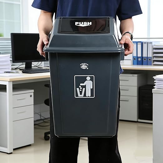 Kitchen Trash Can 13 Gallon with Swing Lid, Plastic Garbage Can Outdoor and Indoor, Recycle Bin and Waste Basket for Home, Office, Garage, Patio, Restaurant, Hotel, School (4 Pack)