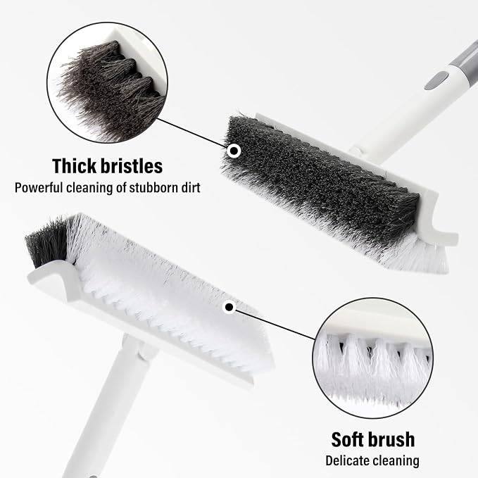 Floor Scrub Brush with Long Handle, Double-Sided V-Shaped Deck Brush, Grout - Image 6