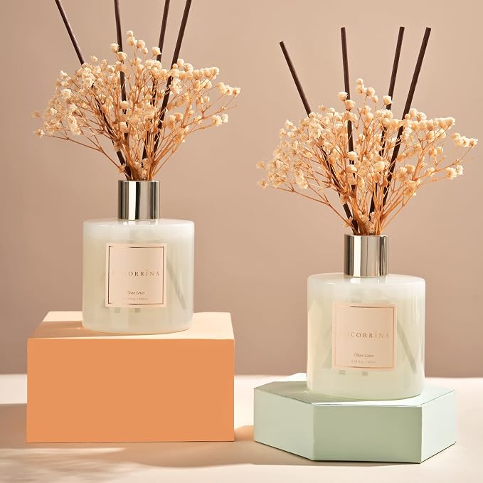 Reed Diffuser Set, 6.7 fl.oz Clean Linen 2 Packs Scented Diffuser - Image 2
