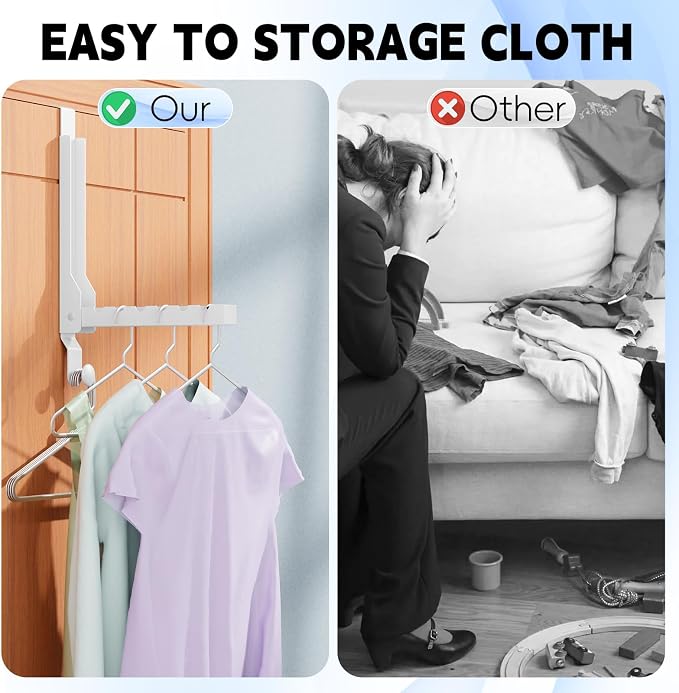 4 Pack Over The Door Hanger Folding Clothes Drying Rack, Folding Hanging Coat - Image 7
