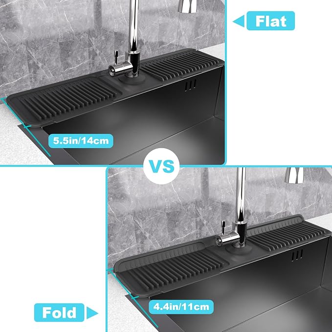 Folding faucet mat for kitchen sink-sink splash guard behind faucet-silicone - Image 7