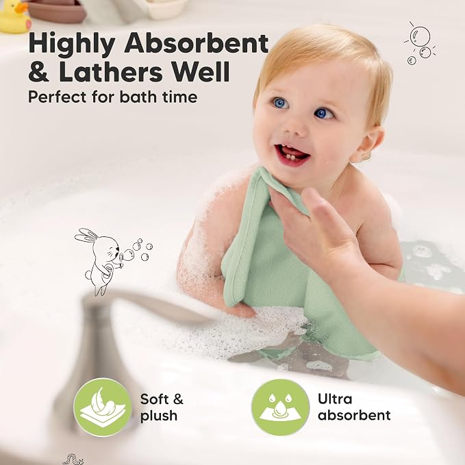 6-Pack Baby Washcloths, Soft Absorbent Washcloths - Image 3