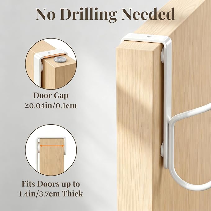 niffgaff Over Door Hook 2-Pack, Heavy Duty Door Hanger, Fits Interior Doors 1.4 - Image 3