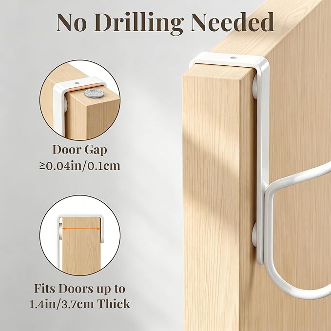 niffgaff Over Door Hook 4-Pack, Heavy Duty Door Hanger, Fits Interior Doors 1.4 - Image 3