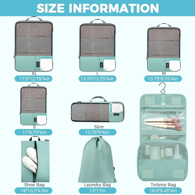 BAGAIL 4 Set/6 Set/8 Set Compression Packing Cubes Travel Accessories - Image 2