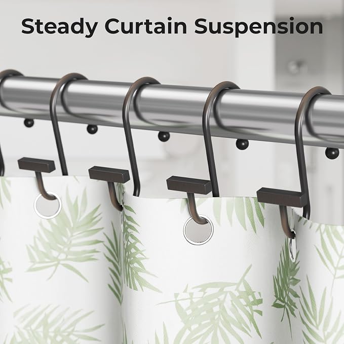 Bathway Shower Curtain Hooks, Shower Curtain Rings Rust Proof, T-Bar Design - Image 5