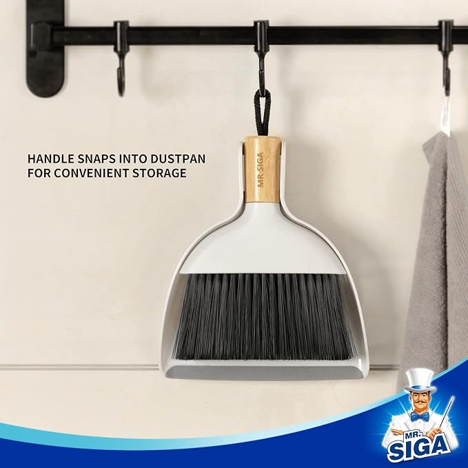 MR.SIGA Mini Dustpan and Brush Set, Bamboo Handle, 1 Set - Image 6