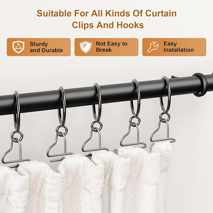 40 Pack Gunmetal Metal Curtain Rings - Image 6