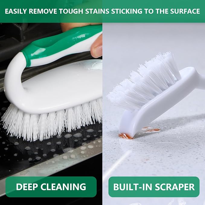 Scrub Brush Set, 4 Pack Deep Cleaning Brush Kit, 2 Tile & Grout Brush - Image 3