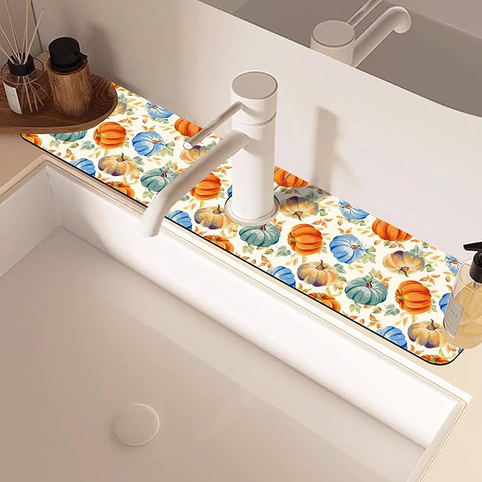 Thanksgiving Colorful Pumpkin Dish Drying Mat - Image 2