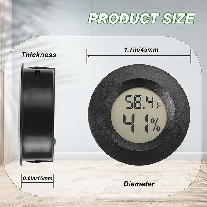 Mini Hygrometer Thermometer Digital Humidity Meter Indoor/Outdoor Humidity Monitor Reptile Thermometer for Greenhouse Garden Cellar Fahrenheit(℉)/ Celsius(℃) 2 Pack