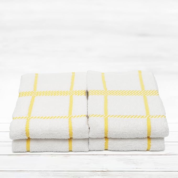 100% Cotton Terry Dish Towels, 4 Pack Checks, 16 x26 Inches, Super Soft and - Image 5