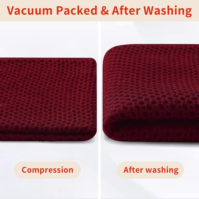 Homaxy 100% Cotton Waffle Weave Kitchen Dish Cloths 6-Pack, Burgundy | 12 x 12 - Image 8