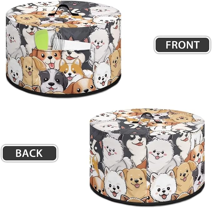 Cartoon Dogs Print Slow Cooker Cover with Storage Pocket Portable Stain Resistant Slow Cooker Cover for Kitchen Extra Accessories Fit 6/7/8 Quart Electric Oval Crock Pot