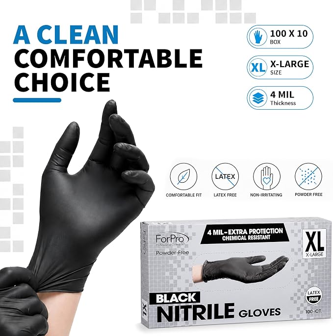 ForPro Disposable Nitrile Gloves, Chemical Resistant, Powder-Free, Latex-Free - Image 8