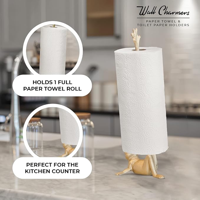 WallCharmers Gold Paper Towel Holder, Metal Toilet or Kitchen Paper Holder - Image 4