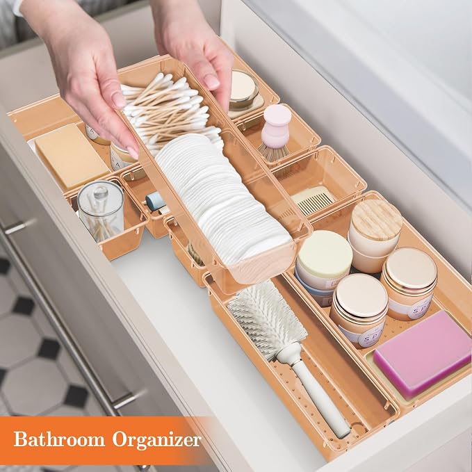 SpaceHacks 25 PCS Plastic Drawer Organizer, 4-Size Versatile Organizer Trays & - Image 6