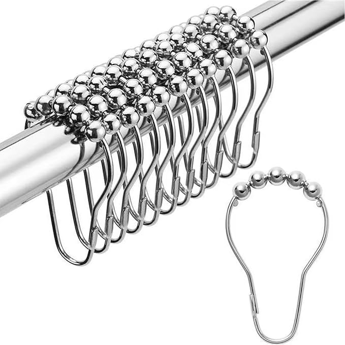 Shower Curtain Hooks, Decorative Rust Proof Stainless Steel Shower Curtain Hooks by YAMHOHO