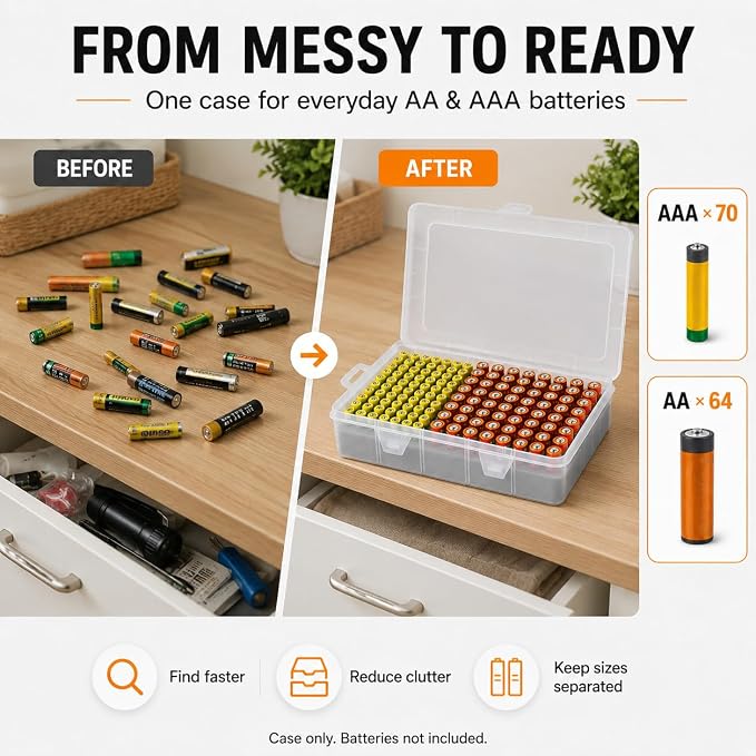 Xuerdon 134-Slot Battery Organizer Storage Case - Image 9