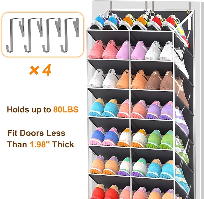 20-30 Pairs Over the Door Shoe Organizer, 10-Tier Door Shoes Rack, Handing - Image 7