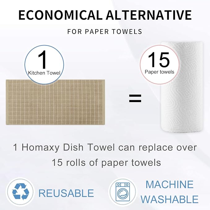 Homaxy 100% Cotton Terry Kitchen Towels, 4 Pack - Image 7