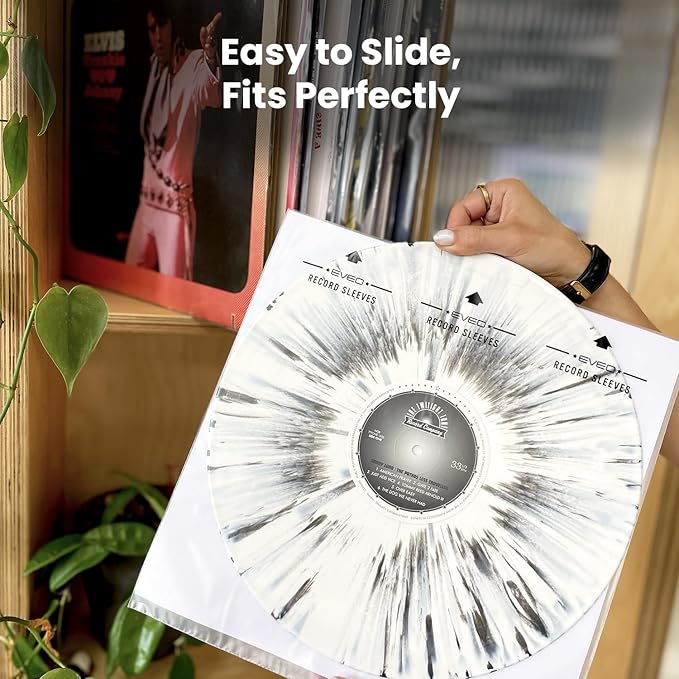 EVEO 25 Vinyl Inner Sleeves for Vinyl Records - Rice Paper Anti-Static LP For 12" Records - Record Sleeves inner Crystal-Clear Protection and Premium Quality - Archival Grade