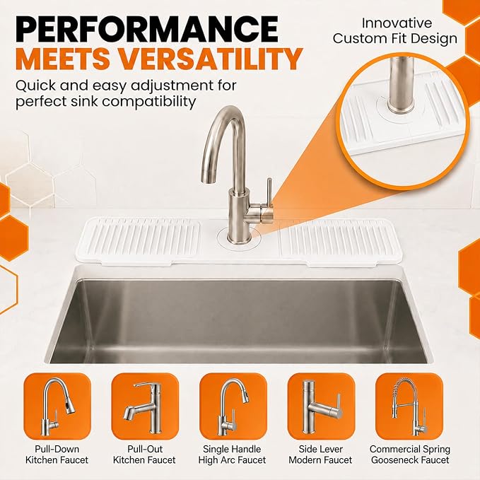 18 Inch Silicone Faucet Mat for Kitchen Sink Splash Guard, W/Sink Baffle | - Image 4
