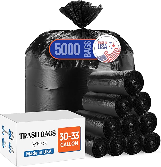 Delxo 30-33 Gallon Trash Bags, Durable Plastic Bolsas para basura, Perforated by Delxo