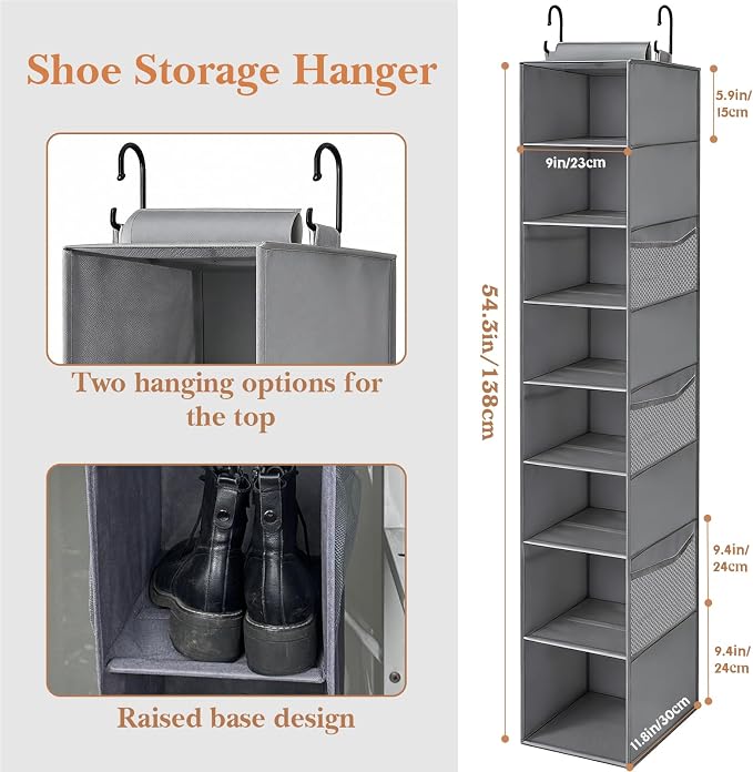 Hanging Shoe Organizer for Closet, 8-Shelf Hanging Storage - Image 3