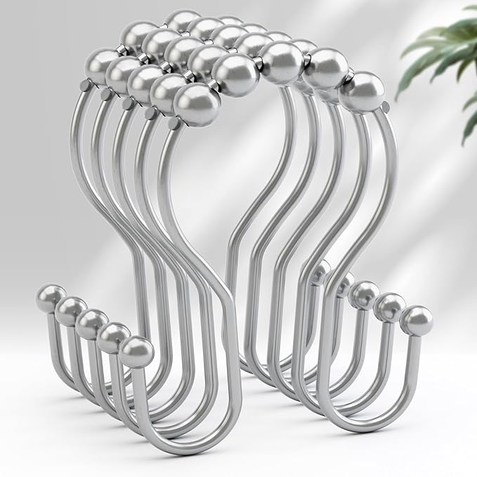AmazerBath Shower Curtain Hooks, Shower Curtain Rings, Metal Chrome Shower by AmazerBath