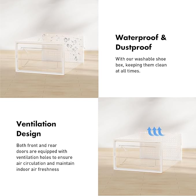 Foluck Shoe Storage Box, 15 Pack Clear Plastic Stackable Organizer - Image 5