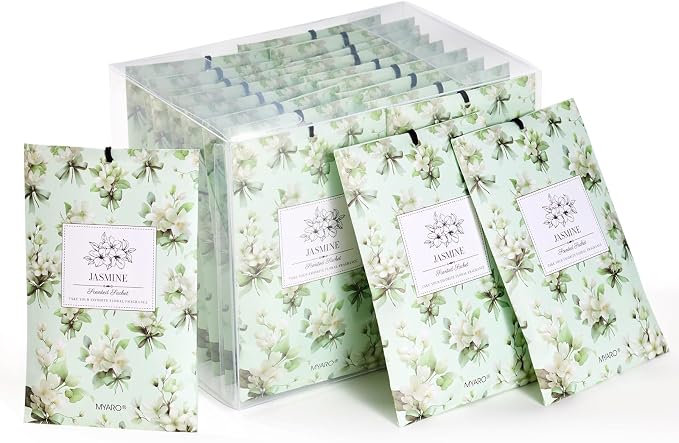 MYARO 20Pcs Jasmine Scented Sachets, Closet Deodorizer Car Air Freshener by MYARO